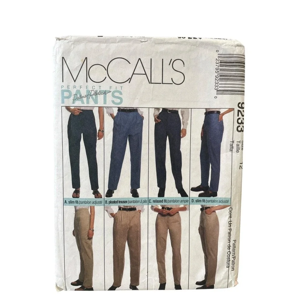 McCall's 9233 Misses Pants Trousers Jeans Sizes 12 1990s Classic Fit